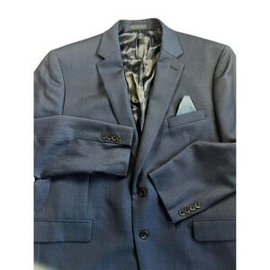 Lauren Ralph Lauren Suit Jacket Blazer Blue Plaid Mens Size 46 Two Button Wool